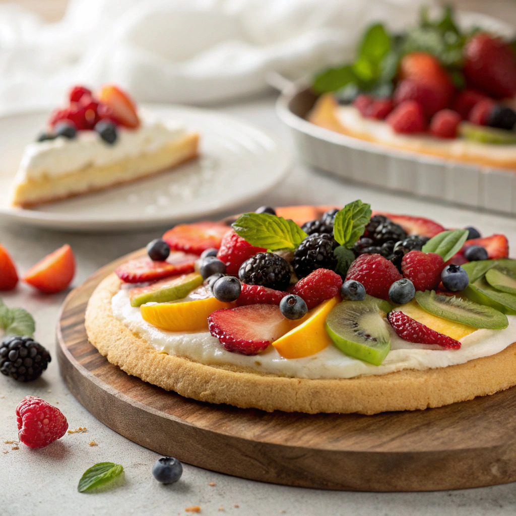 fruit pizza with cream cheese recipe – sugar cookie base image 1