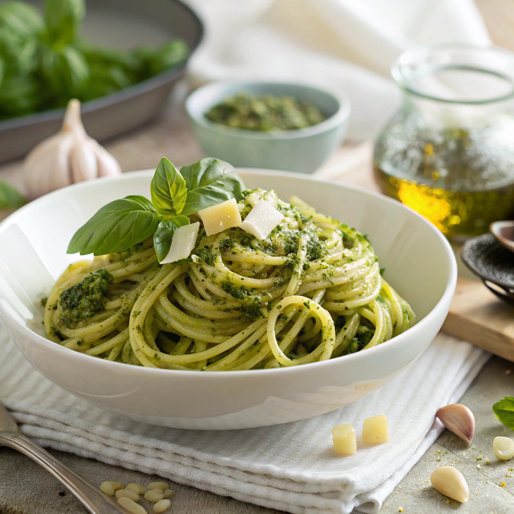 pesto pasta recipe – fresh basil and garlic perfection image 1